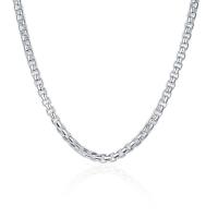 Серебряное ожерелье цепи, Латунь, чистое серебро Замок-карабин, плакированный настоящим серебром, Мужская, 5mm, длина:20 дюймовый, продается PC