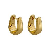 Brass Huggie Hoop Earring, brass earring lever back clip, plated, for woman 