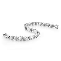 Titanium Steel Bracelet, with Magnet, titanium steel snap clasp, plated, for woman & with rhinestone, silver color cm 