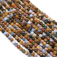 Ozean Jaspis Perle, flache Runde, DIY & facettierte, gemischte Farben, 6mm, Länge:ca. 14.17 ZollInch, verkauft von Strang