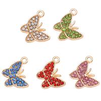 Zinc Alloy Rhinestone Pendants, Butterfly, gold color plated, fashion jewelry & with rhinestone Approx 