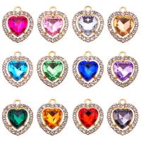 Zinc Alloy Rhinestone Pendants, with Glass Rhinestone, Heart, gold color plated, fashion jewelry Approx 