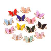Acrylic Jewelry Connector, with Zinc Alloy, Butterfly, gold color plated, fashion jewelry & with rhinestone & 1/1 loop Approx 