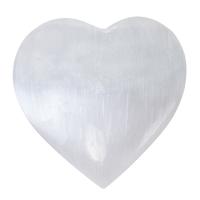 Gipsstein Dekoration, Herz, poliert, weiß, 40mm, verkauft von PC