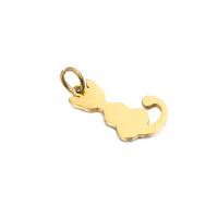 Stainless Steel Animal Pendants, 304 Stainless Steel, Cat, Vacuum Ion Plating, fashion jewelry 