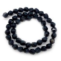Natürliche schwarze Achat Perlen, Schwarzer Achat, rund, Star Cut Faceted & DIY & verschiedene Größen vorhanden, schwarz, Länge:ca. 14.96 ZollInch, verkauft von Strang