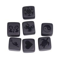 Obsidian Sipping Ice Stones,  Square, Carved black 