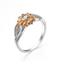Cubic Zircon Brass Finger Ring, Sunflower, platinum color plated, fashion jewelry & Unisex & with cubic zirconia 
