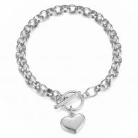 Stainless Steel Charm Bracelet, 304 Stainless Steel, Heart, fashion jewelry & for woman, original color, 8mm,16mm Approx 8.66 Inch 