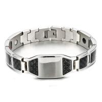 Stainless Steel Healing Bracelets, 304 Stainless Steel, with Carbon Fibre, fashion jewelry & Unisex, silver color, 12mm,18mm Approx 8.27 Inch 