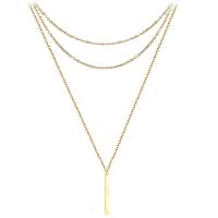 Collier de mode Multi couche, Acier inoxydable 304, avec 1.97inch chaînes de rallonge, trois couches & bijoux de mode & unisexe, plus de couleurs à choisir, 50mm Environ 21.65 pouce, Vendu par PC