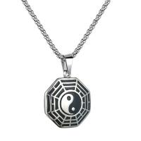 Stainless Steel Jewelry Necklace, 304 Stainless Steel, fashion jewelry & ying yang & Unisex Approx 19.68 Inch 