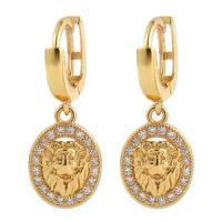 Huggie Hoop Drop Earring, laiton, Placage de couleur d'or, pavé de micro zircon & pour femme Vendu par paire