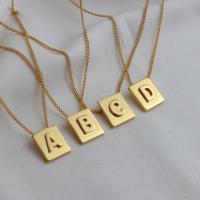 Brass Jewelry Necklace, with 2.36inch extender chain, 18K gold plated, fashion jewelry & with letter pattern & for woman Approx 16.54 Inch 