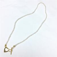 Freshwater Pearl Brass Necklace, with Brass, brass toggle clasp, for woman, mixed colors, 2-4mm cm 