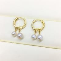 Freshwater Pearl Brass Earring, with Brass, brass earring lever back clip, for woman, golden, 3-30mm 