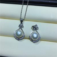 Sterling Silber Perlenkette, 925er Sterling Silber, mit Natürliche kultivierte Süßwasserperlen, Sterling Silber Karabinerverschluss, für Frau, Silberfarbe, 8-9mm, Länge:45 cm, verkauft von PC