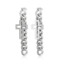 Stainless Steel Drop Earring, 304 Stainless Steel, stainless steel post pin, Cross, plated, for woman 