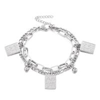 Stainless Steel Charm Bracelet, 304 Stainless Steel, 304 stainless steel lobster clasp, plated, for woman .5 cm 