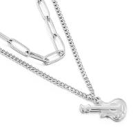 Edelstahl Schmuck Halskette, 304 Edelstahl, 304 Edelstahl Karabinerverschluss, Gitarre, für Frau, keine, 20x10mm, Länge:43-46 cm, verkauft von PC