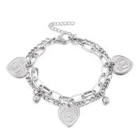 Stainless Steel Charm Bracelet, 304 Stainless Steel, 304 stainless steel lobster clasp, for woman Approx 19.5 cm 
