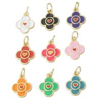 Enamel Brass Pendants, Flower, gold color plated, fashion jewelry & DIY Approx 3mm 