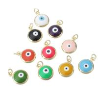 Fashion Evil Eye Pendant, Brass, Round, gold color plated, fashion jewelry & DIY & evil eye pattern & enamel Approx 2mm 