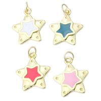 Enamel Brass Pendants, Star, gold color plated, fashion jewelry & DIY Approx 3mm 