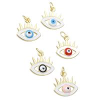 Fashion Evil Eye Pendant, Brass, gold color plated, fashion jewelry & DIY & evil eye pattern & enamel Approx 3mm 