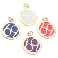 Enamel Brass Pendants, Round, gold color plated, fashion jewelry & DIY Approx 2mm 