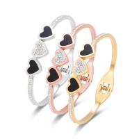 Titanium Steel Bangle, Heart, fashion jewelry & Unisex & with rhinestone cm 