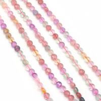 Gemischte Farbe Quarz Perlen, Natürlicher Quarz, flache Runde, DIY & facettierte, gemischte Farben, 6mm, ca. 60PCs/Strang, verkauft von Strang