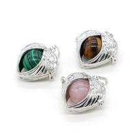 Gemstone Zinc Alloy Pendants, Natural Stone, with Zinc Alloy, Heart, platinum color plated & Unisex 