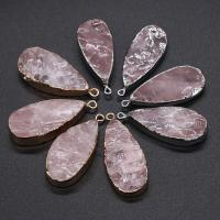 Pendentifs quartz naturel, quartz rose, avec laiton, larme, Placage, unisexe, plus de couleurs à choisir Vendu par PC