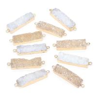 Ice Quartz Agate Connector, with Brass, Rectangle, gold color plated, DIY & 1/1 loop 