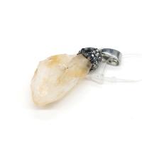 perles de citrine Pendentif, avec argile, Irrégulière, unisexe, Jaune, 18x38- Vendu par PC