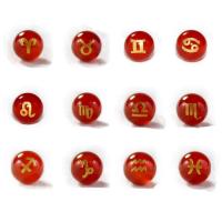 Abalorios de Ágata Roja, 12 Signos del Zodíaco, Tallado, Bricolaje & diferentes estilos para la opción, Rojo, 10-12mm, Vendido por UD