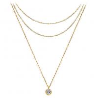 Collier de mode Multi couche, Acier inoxydable 304, avec 1.97inch chaînes de rallonge, trois couches & bijoux de mode & pour femme & avec strass, plus de couleurs à choisir, 6mm Environ 21.65 pouce, Vendu par PC