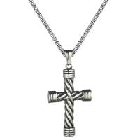 304 Stainless Steel Necklace, Cross, fashion jewelry & for man, original color, 3mm,30*50mm Approx 19.68 Inch 