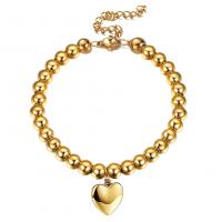Stainless Steel Charm Bracelet, 304 Stainless Steel, with 1.97inch extender chain, Heart, Vacuum Ion Plating, fashion jewelry & for woman 6mm,16mm Approx 5.9 Inch 