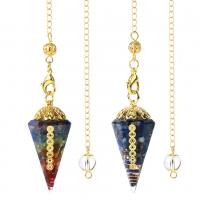 Brass Pendulum, with Gemstone, Conical, gold color plated Approx 11.81 Inch 