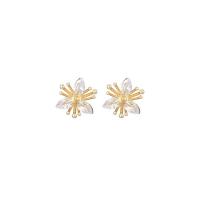 Brass Earring Stud Component, 14K gold-filled, fashion jewelry & micro pave cubic zirconia 