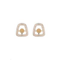 Brass Earring Stud Component, 14K gold-filled, fashion jewelry & DIY & micro pave cubic zirconia 