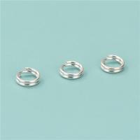 Sterling Silber offen Sprung Ring, 925er Sterling Silber, poliert, DIY & hohl, Silberfarbe, 4.8mm, 0.6mm, verkauft von PC