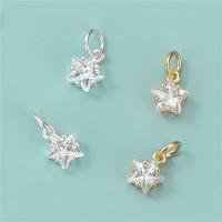 Sterling Silver Star Pendants, 925 Sterling Silver, with Crystal, plated, DIY Approx 3.5mm 