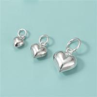Sterling Silver Heart Pendants, 925 Sterling Silver, DIY silver color 