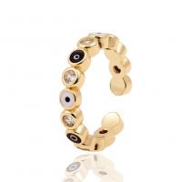 Латунное кольцо с стразами, Латунь, плакирован золотом, Регулируемый & Женский & эмаль & со стразами, 24mm, продается PC