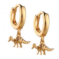 Huggie Hoop Drop Earring, laiton, Dinosaure, Placage de couleur d'or, styles différents pour le choix & pavé de micro zircon & pour femme Vendu par paire