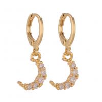 Huggie Hoop Drop Earring, laiton, Placage de couleur d'or, styles différents pour le choix & pavé de micro zircon & pour femme Vendu par paire