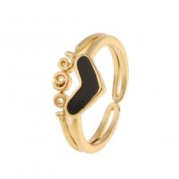 Anillo de dedo de latón, metal, chapado en color dorado, Ajustable & para mujer & esmalte & hueco, más colores para la opción, Vendido por UD